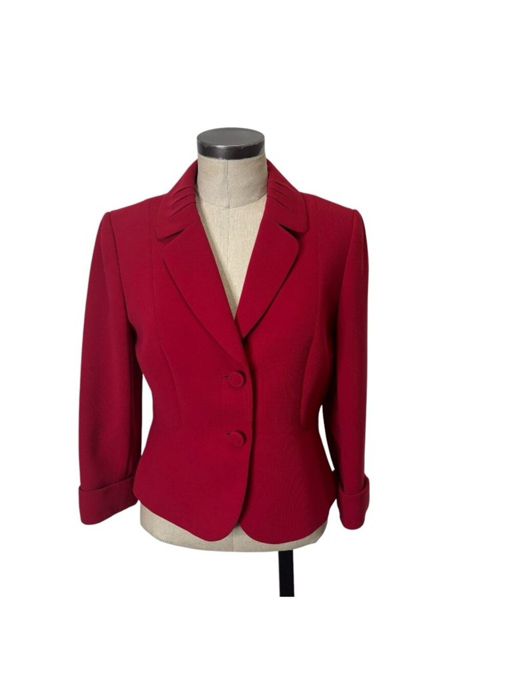 Tahari Pleated Collar Blazer 8P Red